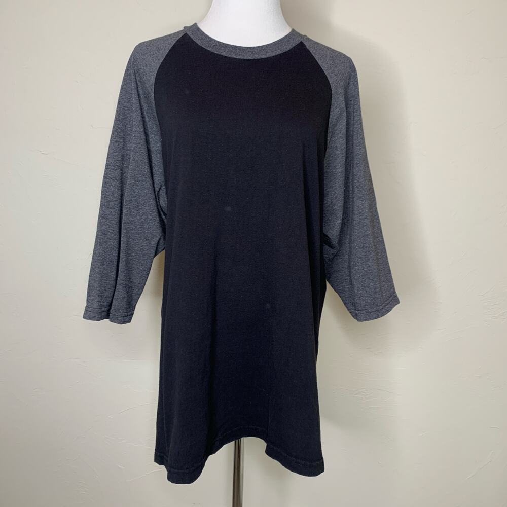 Heavy Vintage Baseball Shirt Blank Black Gray